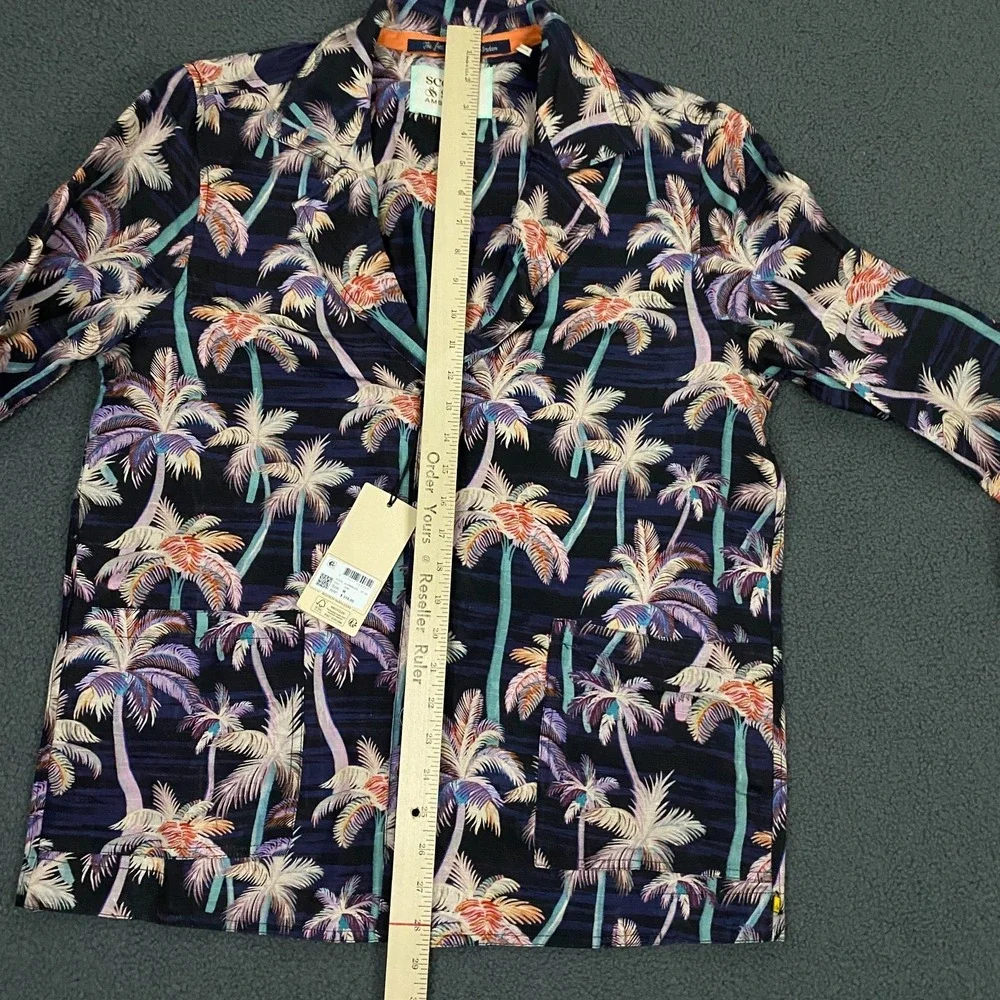 Scotch & Soda Colourful Palm Tree Lightweight Jacket size Medium Linen Half Line